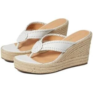 Jack Rogers Rowan Leather Platform Wedge Sandal White Women's Size 10M NWOB